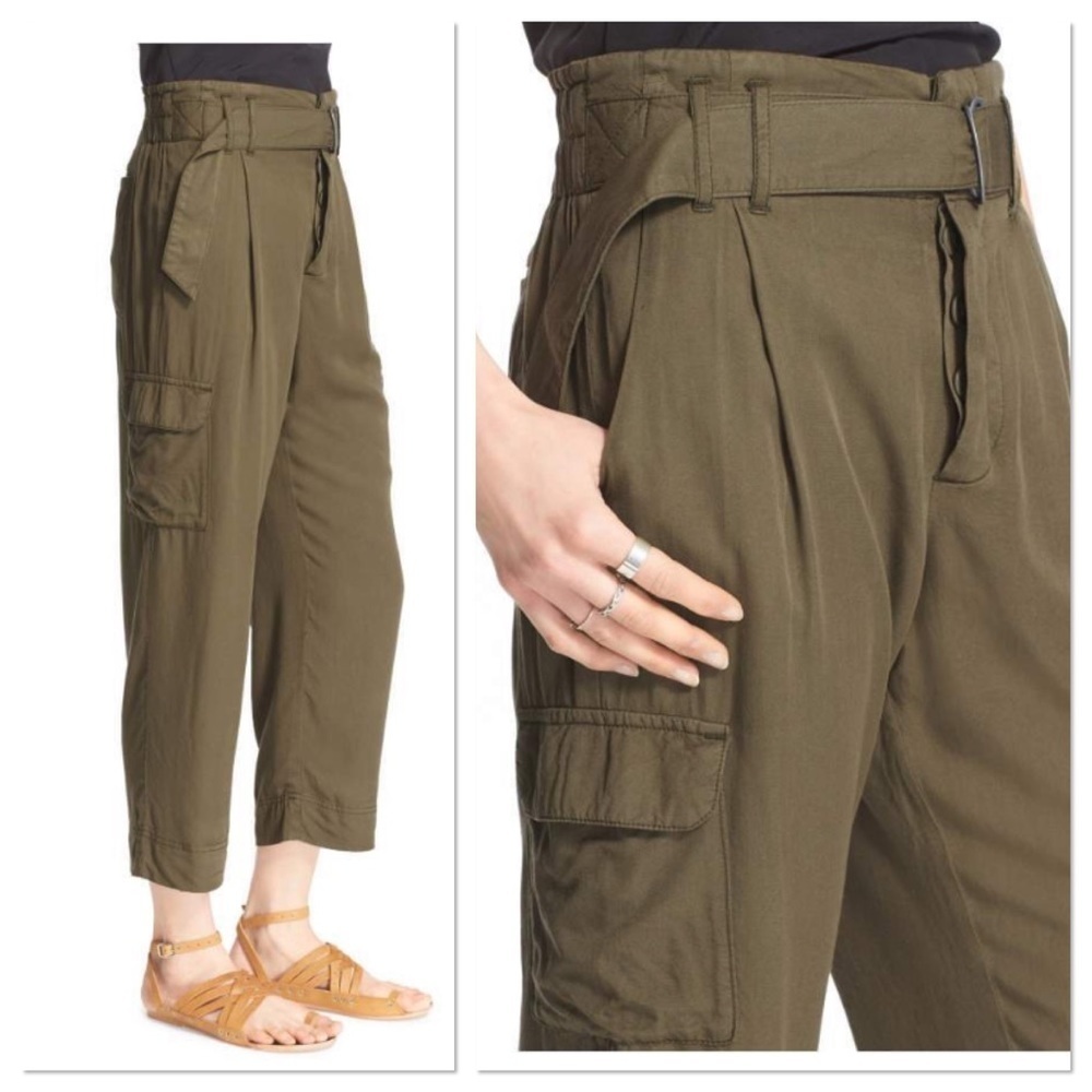 Free People high waist cropped cargo pants in Army green - Picture 13 of 13